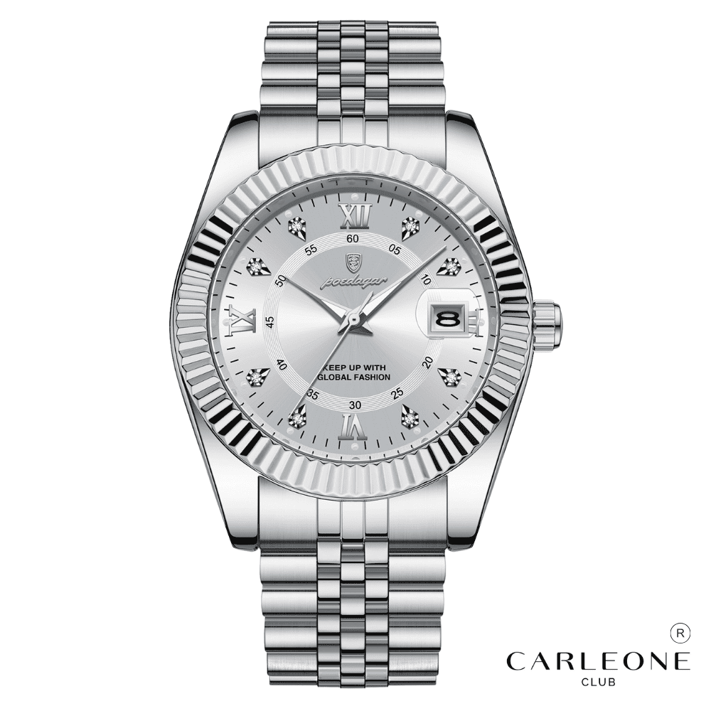 Poedagar x Carleone | Relogio Presidente Silver Prestige - Limited Edition